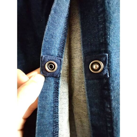 Pure Jill Indigo Bottom Shirt Button Up Hoodie Size Medium Blue - Picture 5 of 7